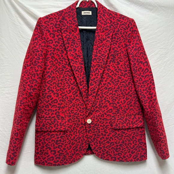 Zadig & Voltaire Red Leopard Suit Jacket - Picture 1 of 5